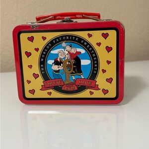 Vintage Popeye & Olive Oyl Metal Lunchbox Tin | Retro Cartoon Collectible